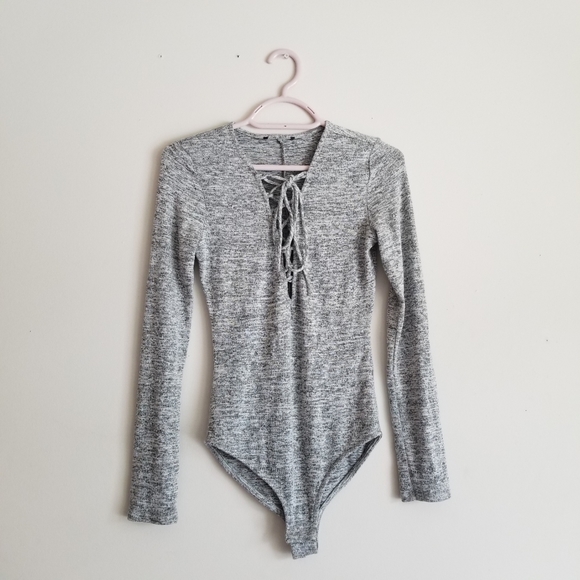 NEW Sexy Cosy Laced Knitted Bodysuit for Women (light gray) - Picture 1 of 4